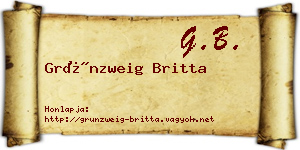 Grünzweig Britta névjegykártya